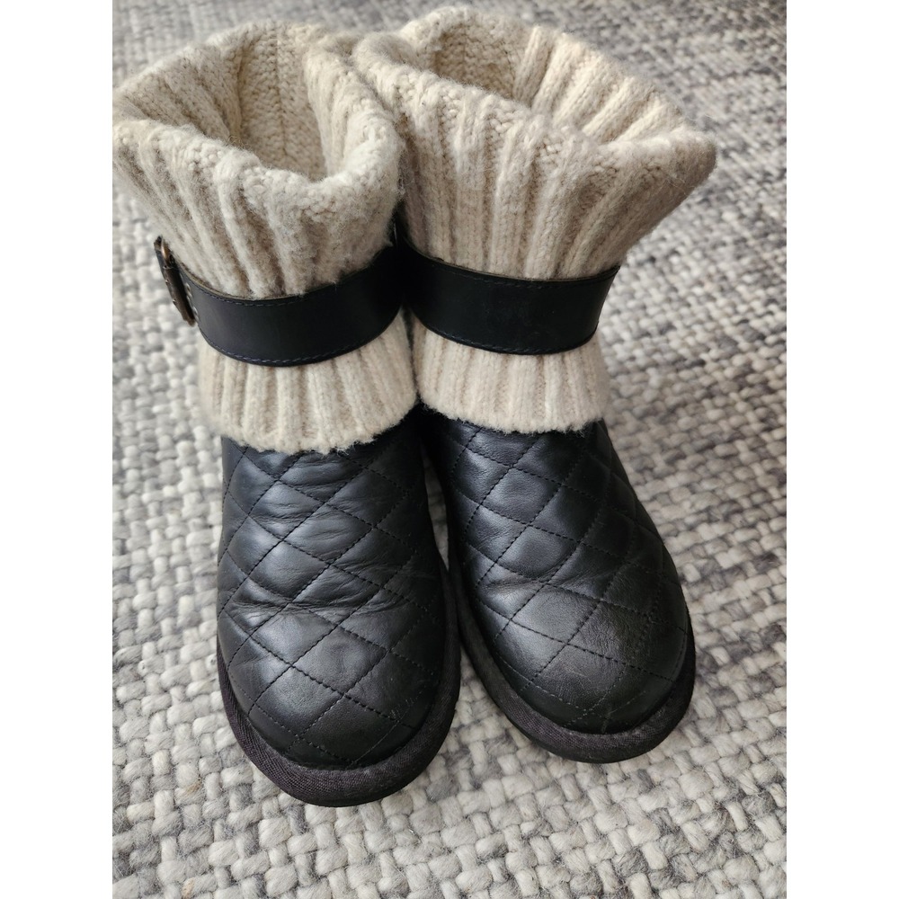 Ugg Australia Cambridge Boot Black Quilted Leather Booties 5 - 36 Sweater